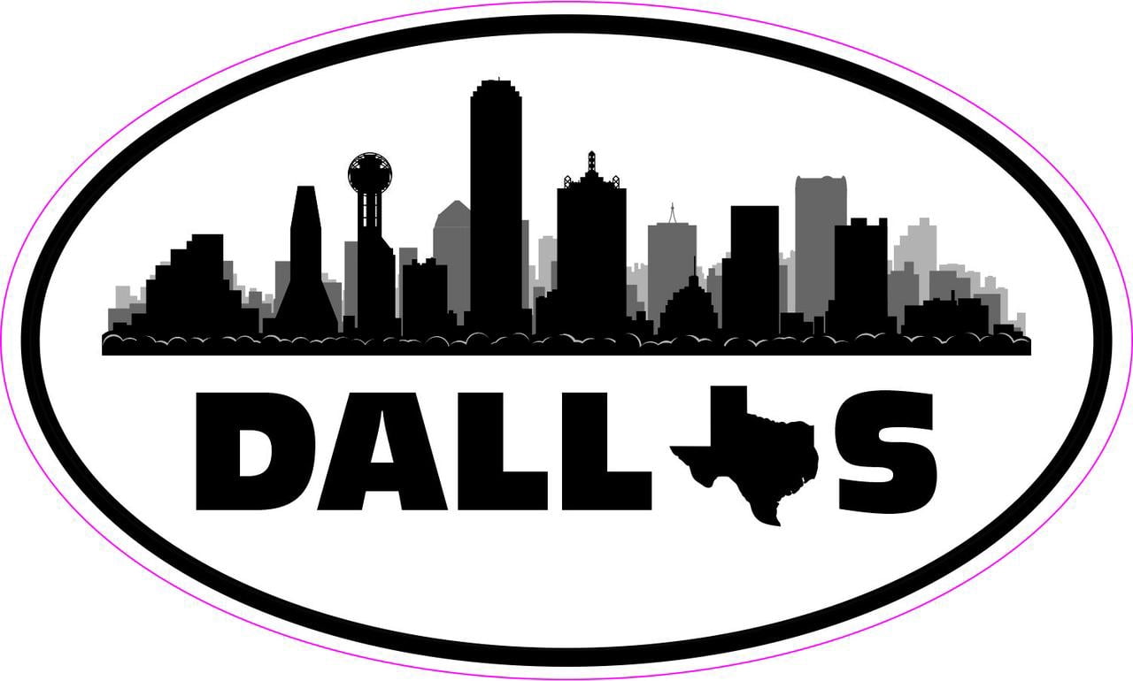 StickerTalk Skyline Oval Dallas Texas Vinyl Sticker, 5 inches x ...