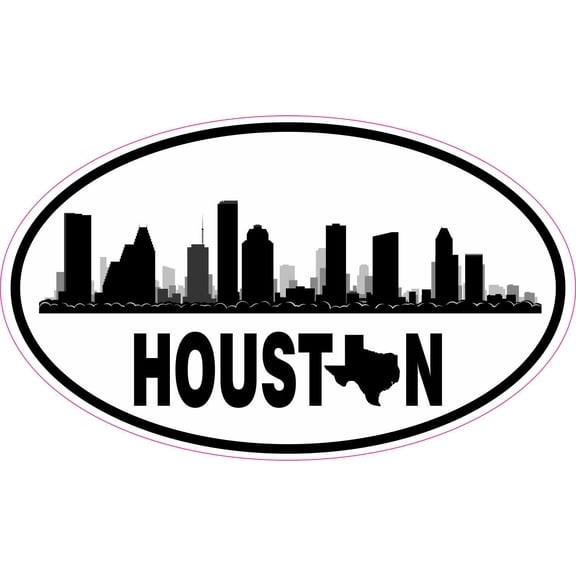 StickerTalk Skyline Oval Houston Texas Vinyl Sticker, 5 inches x 3 inches