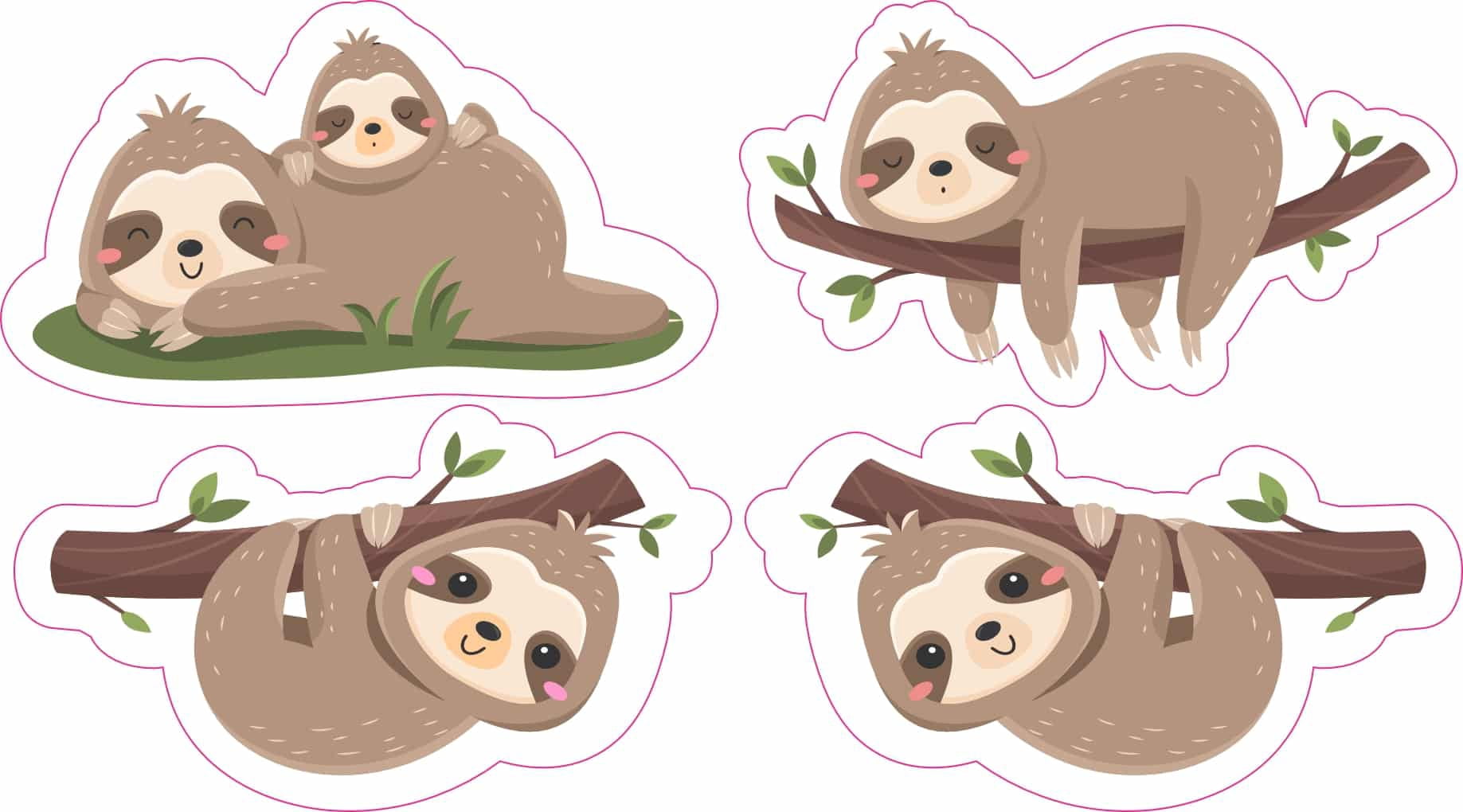 StickerTalk Sloth Cute Vinyl Sticker Sheet, 3 inches by 1.7 inches ...