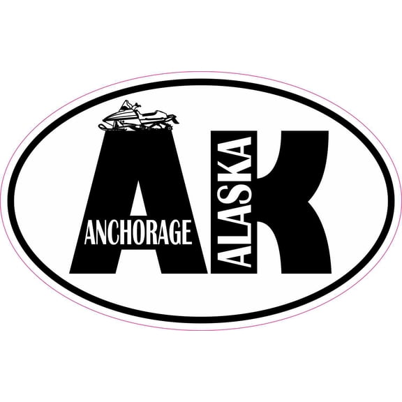 StickerTalk Snowmobile Snow Machine Anchorage AK Vinyl Sticker, 5 inches x 3.25 inches