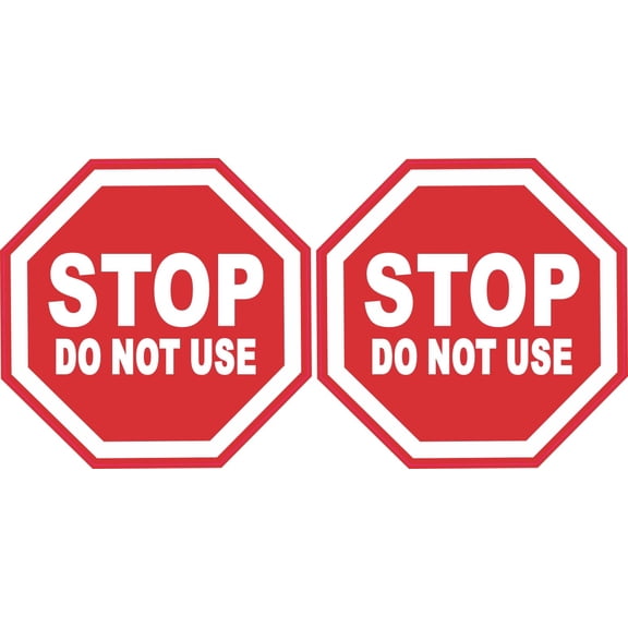 StickerTalk Stop Do Not Use Vinyl Stickers, 1 sheet of 2 stickers, 2.5 inches by 2.5 inches each
