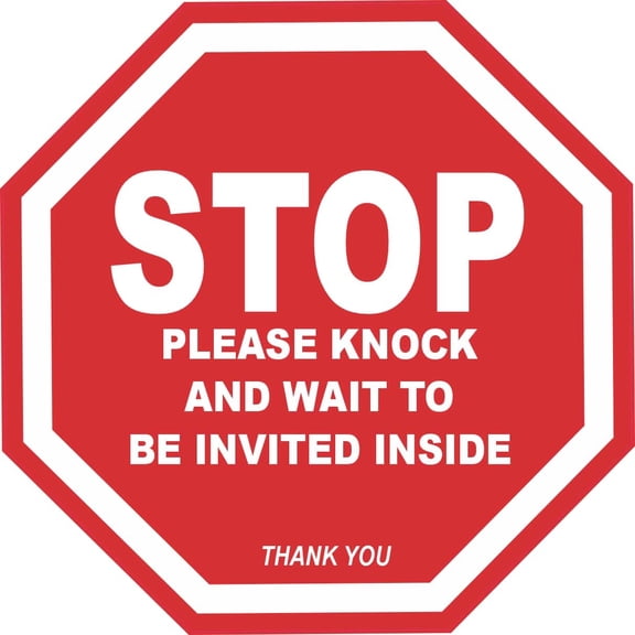 StickerTalk Stop Knock and Wait Vinyl Sticker, 4 inches by 4 inches