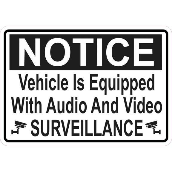 StickerTalk Symbol Vehicle Equipped with Audio and Video Surveillance Magnet, 5 inches x 3.5 inches