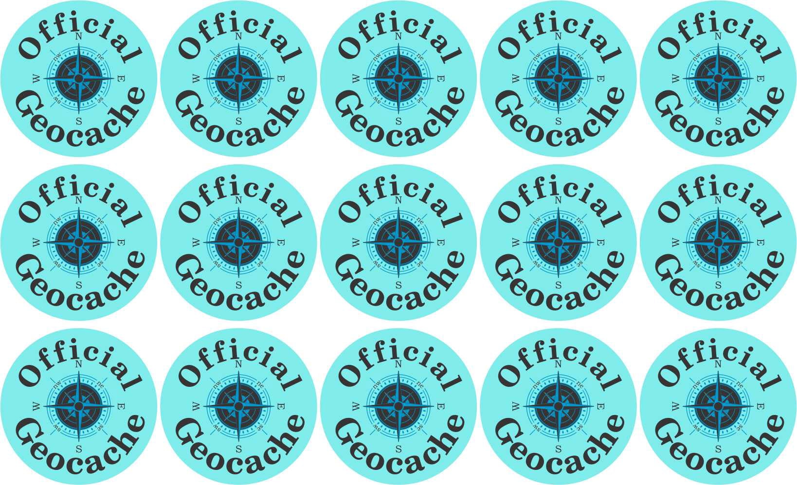 StickerTalk Teal Official Geocache Vinyl Stickers, 1 sheet of 15 ...