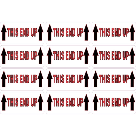 StickerTalk This End Up Shipping Labels, 1 sheet of 12 stickers, 2 inches by 1 inches each