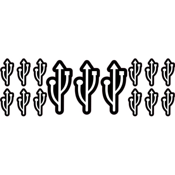 [12x] 1in-[3x] 2in USB Port Stickers Vinyl Computer Symbol Techn