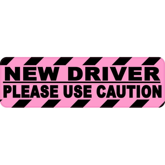 StickerTalk Use Caution New Driver Vinyl Sticker, 10 inches x 3 inches