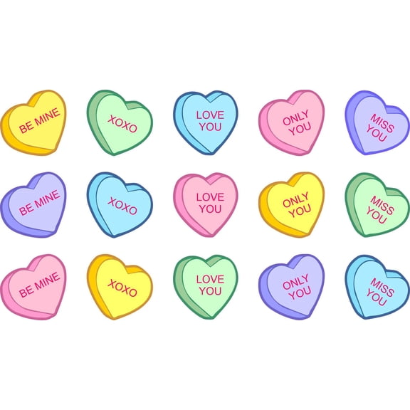 StickerTalk Valentine Candy Heart Stickers, 1 Sheet of 15 Sticke