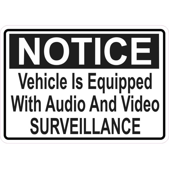 StickerTalk Vehicle Equipped with Audio and Video Surveillance Vinyl Sticker, 5 inches x 3.5 inches