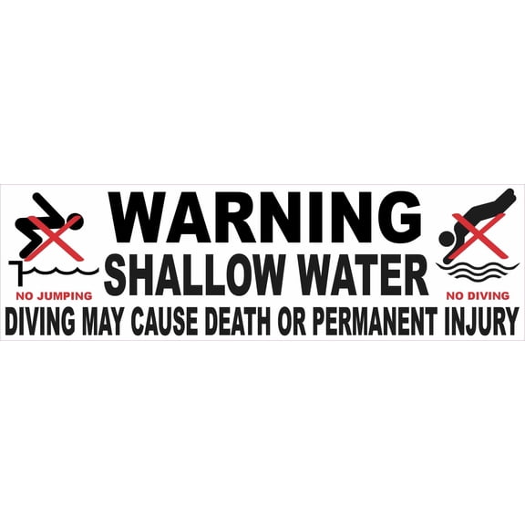 StickerTalk Warning Shallow Water No Diving / Jumping Sticker, 1