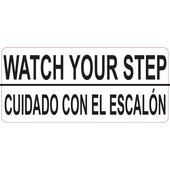 StickerTalk Watch Your Step Bilingual Safety Vinyl Sticker, 5 inches by 2.3 inches