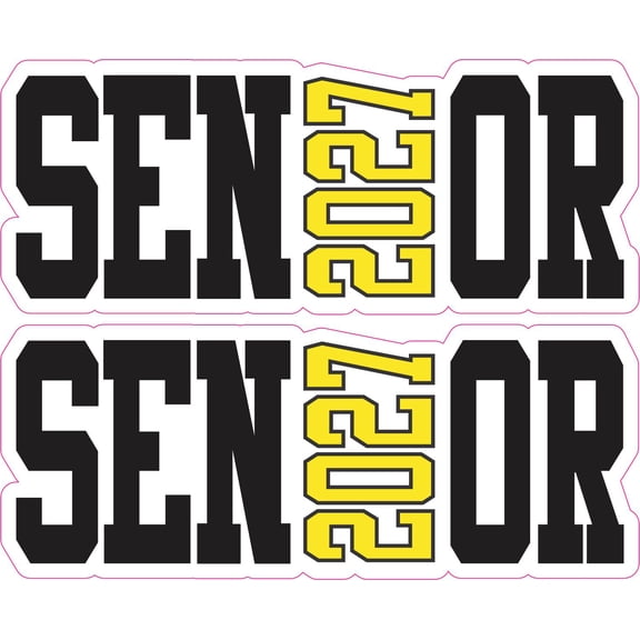 StickerTalk Yellow 2027 Senior Vinyl Sticker Sheet, 5 inches by 2 inches