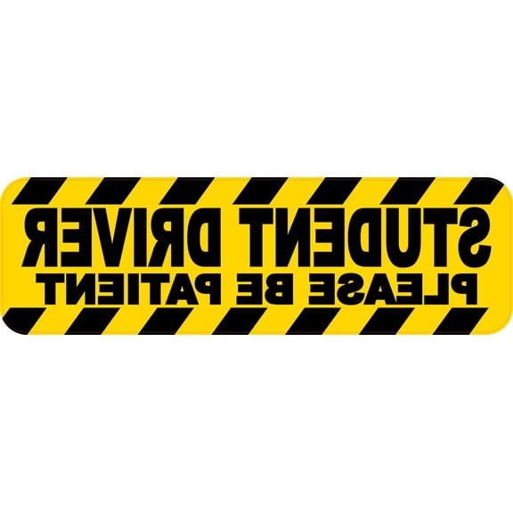 StickerTalk Yellow Reverse Please Be Patient Student Driver Magn