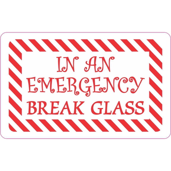 StickerTalk in an Emergency Break Glass Vinyl Sticker, 4 inches x 2.5 inches