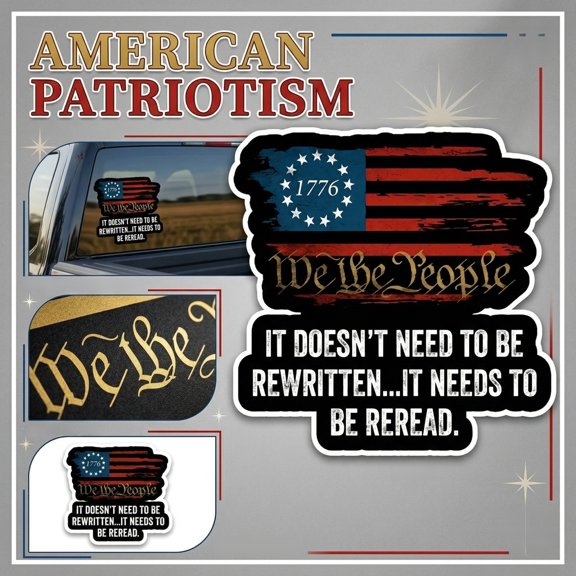 StickerforCar, American Flag Custom, 11X5 In, Patriotic Decor, Car Decal, Textured Vinyl, 1 Pc