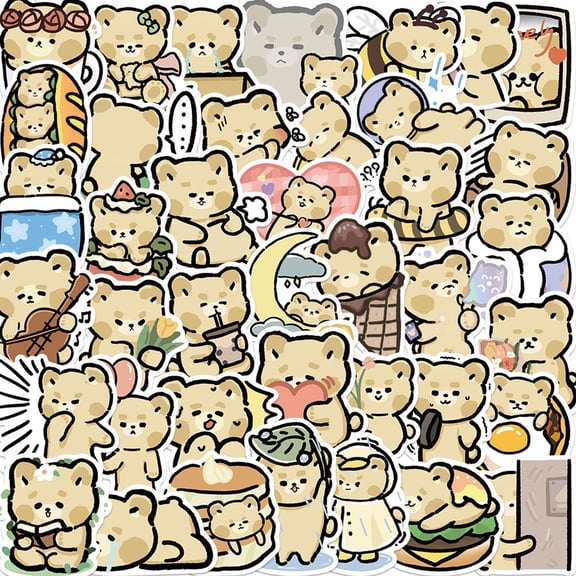 Stickers 2 Cartoon Bear Luggage Guitar Notebook DIY Sticker Decoration , Black