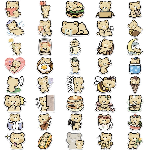 Stickers 2 Cartoon Bear Sticker for Luggage Guitar Notebook DIY Decorative Decal for Personalize Accessories, Black