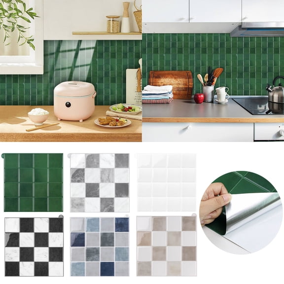 Stickers 2 Peel And Stick Tile for Kitchen and Bathroom Grid Design Backsplash Removable Self- Wall Decals, 22.86X22.86 cm, Brown