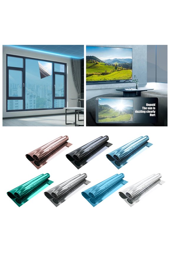 Stickers 2Summer Way Window Film for Privacy Sun Blocking Daytime Heat Control with See Out Not In and Removable 16x394in, 100x40 cm, Blue