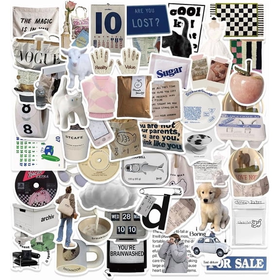 Stickers Aesthetic Waterproof Laptop Stickers Decals 57 Pcs for Water Bottle Laptop Computer Skateboard Bumper,Aesthetic Vsco Vinyl Stickers for Kids Teens Girls (Khaki)