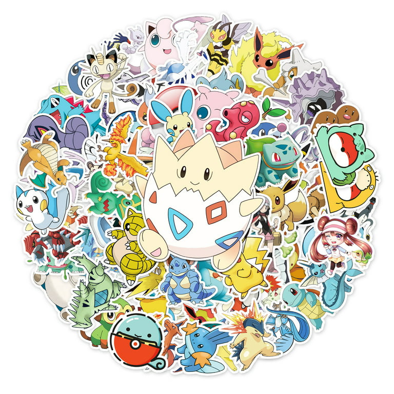 Stickers for Cute Anime Pokemon Teens Adults Girls,100 Pcs Cool Pikachu  Cartoon Monsters Waterproof Stickers for Water Bottle,Laptop,Skateboard  Hydroflask,Phone,Notebook,Vinyl Stickers Decals 