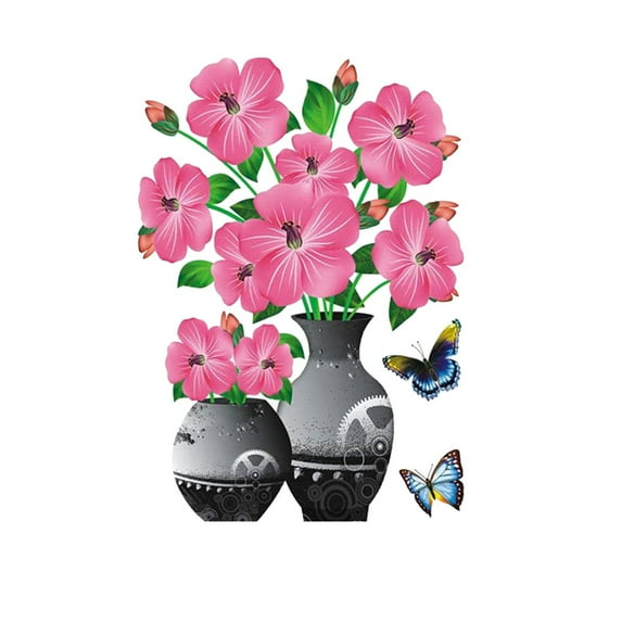 Stickers - Household Stickers - Diy Vase 3D Stereo Stickers Self Adhesive Sticker Refrigerator Sticker Window & Wall Sticker - 1X 3D Simulated Plant Vase Sticker