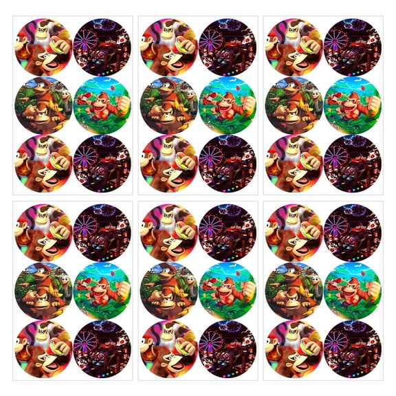 Stickers Labels Donkey Party Kong Country Party Favors Birthday Thank You Themed Round Circle Supplies