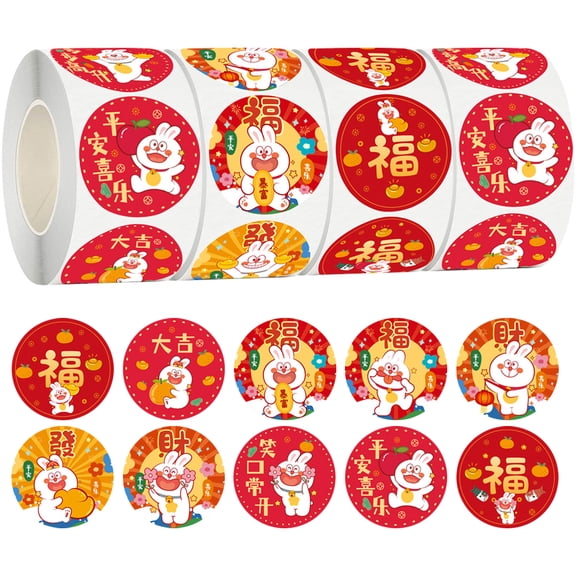 Stickers Labels Gift Year Chinese New Sticker Festival Spring Rabbit Label Adhesive Tag Wrapping Bunny Fu Decorative