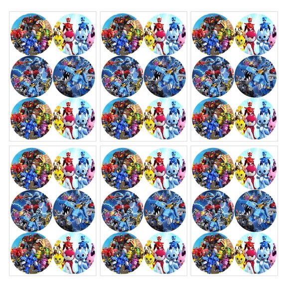Stickers Labels Miniforce Party Favors Birthday Thank You Themed Round Circle Supplies