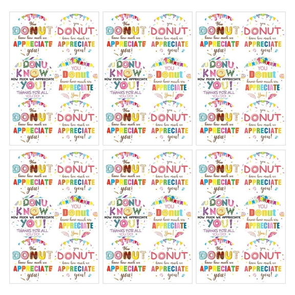 Stickers Labels Thank You Backdrop Donut Party Favors Birthday Thank You Themed Round Circle Supplies