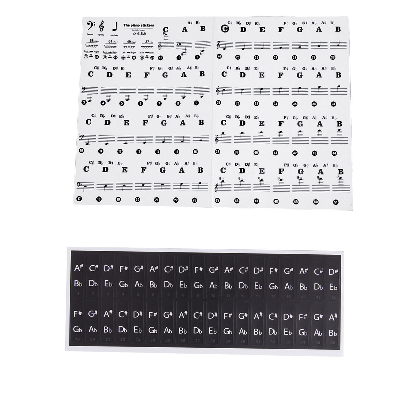 Stickers Piano Keyboard Stickers For 88 Key Large Letter Piano Stickers For Learning Removable ...
