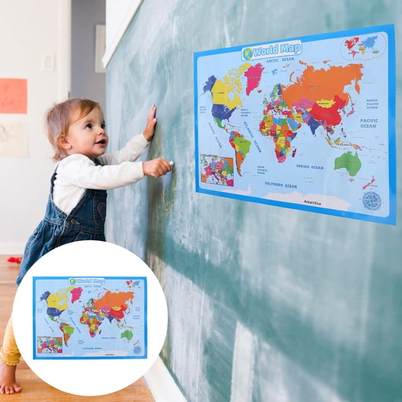 Interactive Educational World Map Stickers and Posters for Kids - Geography Learning Tools for Cognitive Development and Fun