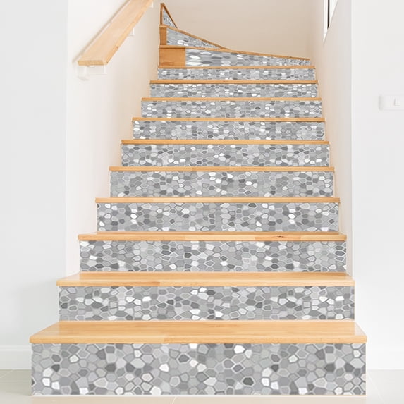 Stickers Stair Risers Vinyl Peel and Stick Removable Stair Decals PVC Staircase Decor Waterproof Personalized Self-Adhesive Stairway Steps DIY Decorations Stone Pattern