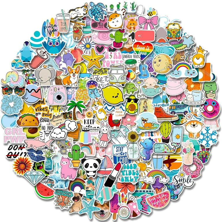 100 Pcs Stickers Pack Colorful Waterproof Stickers, Cute Aesthetic