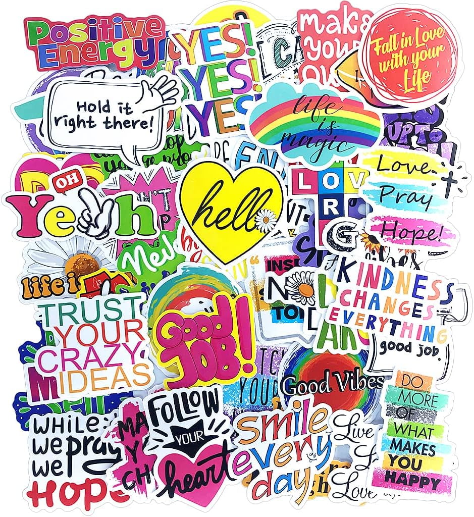Stickers for Water Bottles, 50 Pcs Inspirational Stickers, Laptop Vinyl ...