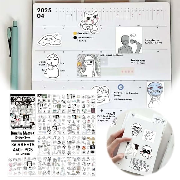 Stickers for Journals and Planners Doodle Sticker Book with Expressive Faces for DIY and Expression