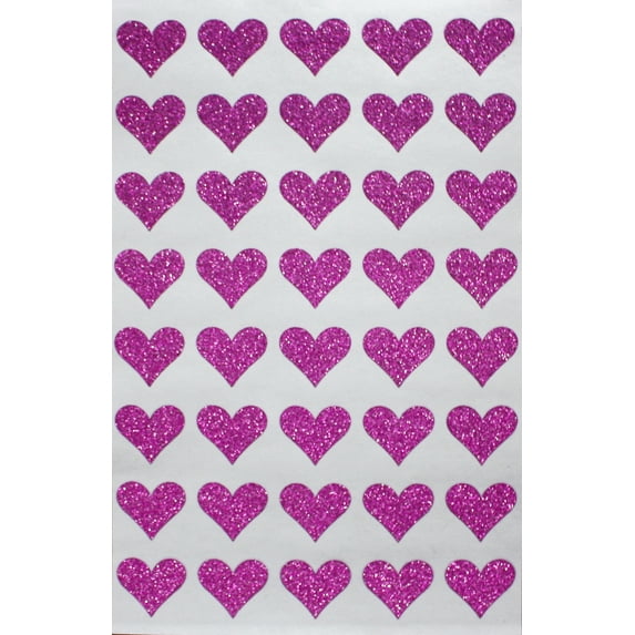 Stickers for Kids Fun Label Heart Sticker in Purple Glitter - 400 Pack by Royal Green
