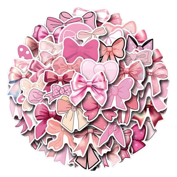 Stickers for Personalization 55PCS Bows Stickers for Luggage Phone Journals and Craft Adorable Border Set for Projects, 6x6x6 cm, Pink