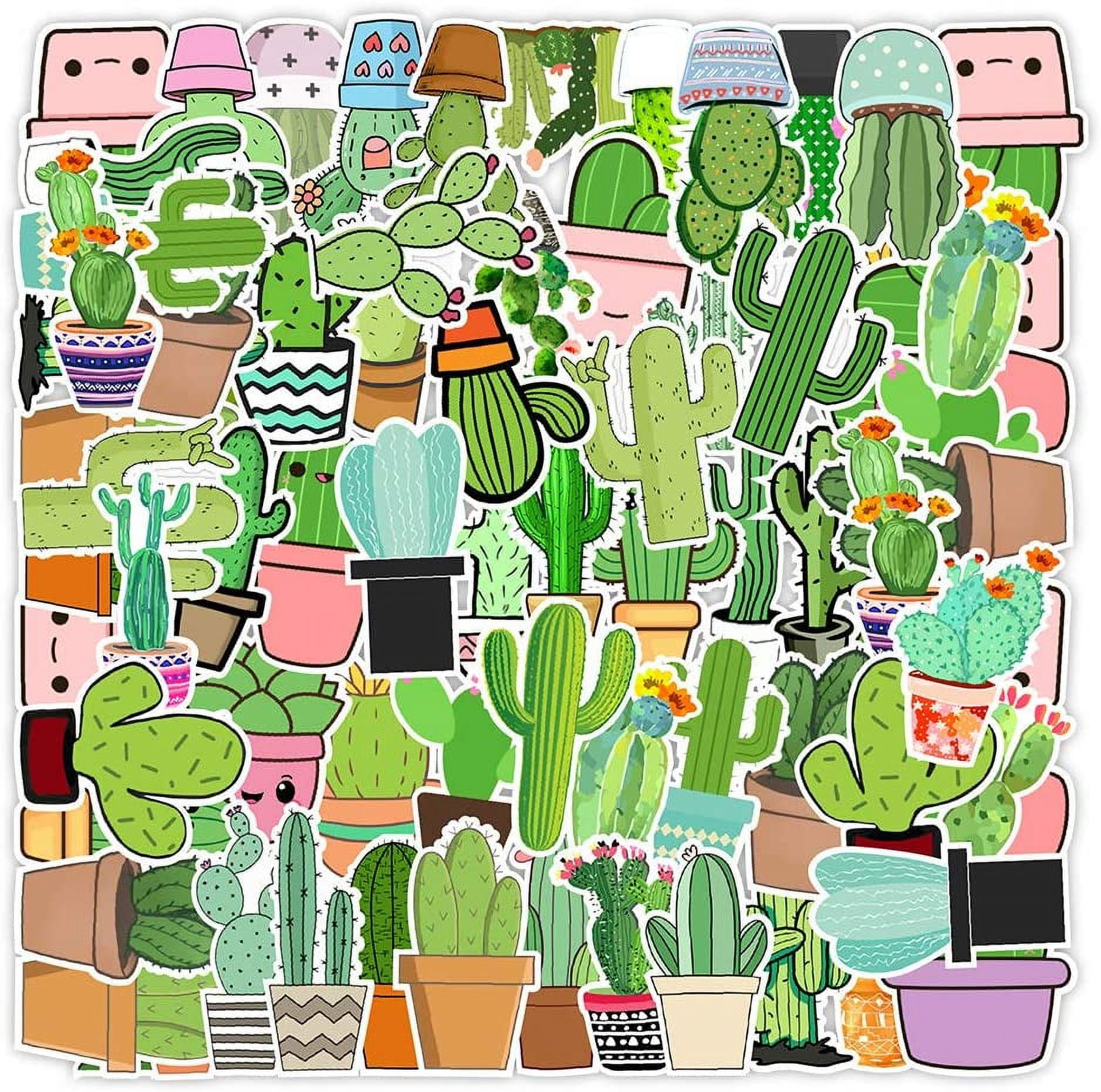 Stickers for Water Bottles, 50Pcs Waterproof Vinyl Cactus Stickers ...