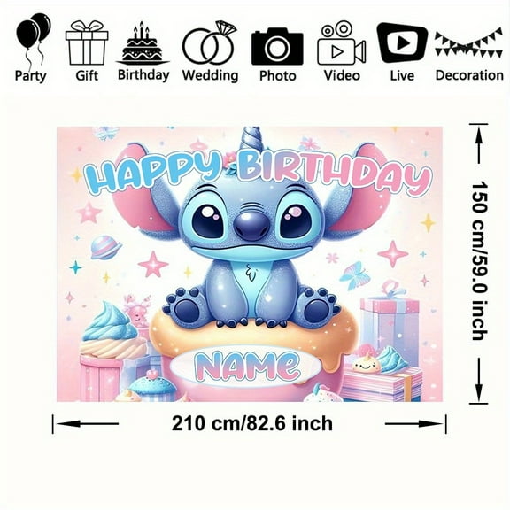 Stickey Theme Party Birthday Background Cloth, made of polyester fabric, requires no electricity, suitable for party, birthday celebration and birthday party decoration