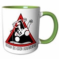thumbnail image 1 of 3drose, Stickgirl Triangle Danger Sign, Hole in One Via Golf Cart Dude, 11oz Two-tone Green Mug, 1 of 6