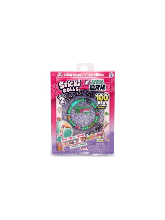 Sticki Bands - Wearable & Shareable Sticker Bracelet -100 Mini Stickers - 5 Mystery Sticki Rolls - 1000+ Stickers to Discover