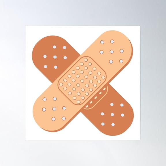 Sticking Plasters Crossed Poster Wall Art, Modern Wall Decor, 16x16 UNFRAMED