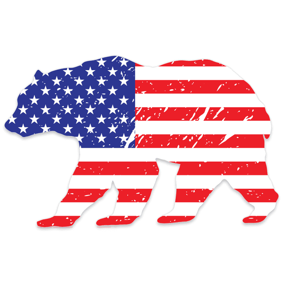 Stickios Grizzly Bear Distressed American Flag Decal for Cars & Windows - Made in USA (5.6" x 3.5")