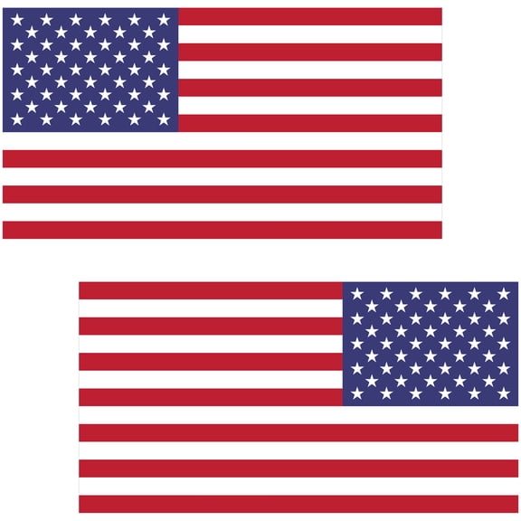 Stickios American Flag Decals - Classic, Forward & Reverse Facing (2-Pack, 5.8" x 3.1")
