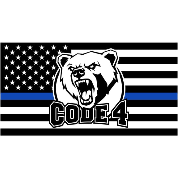 Stickios Code 4 Thin Blue Line American Flag Decal - Back the Blue (5.8" x 3.1")