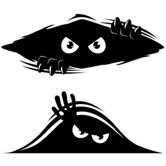 Stickios Funny Peeking Monster Car Decals Bundle - Cover Dents & Scratches (2-Pack)