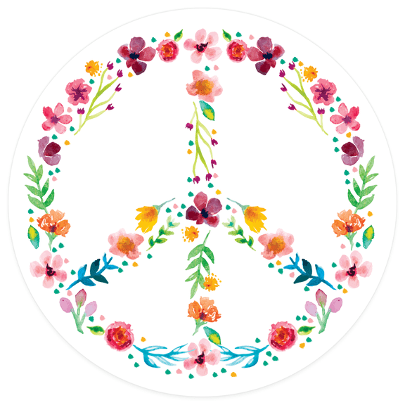 Stickios Peace Sign Bumper Sticker - Hippie Floral