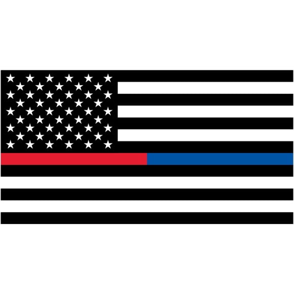 Stickios Red Blue Line American Flag Decal - Police & Firefighter Support (5.8" x 3.1")