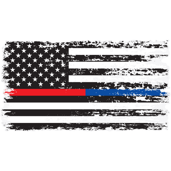 Stickios Red Blue Line Distressed American Flag Decal - Police & Firefighter Support (5.9" x 3.2")